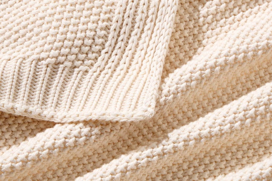 Ivory Standard Knit cotton throw texture