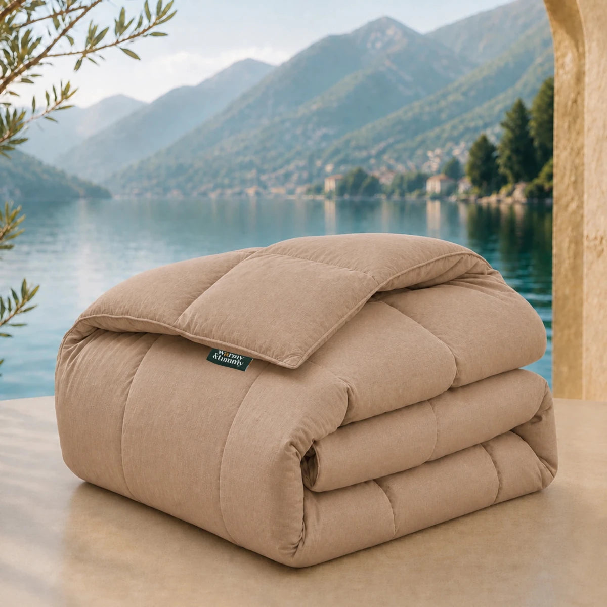 European Linen Goose Down Filled Comforter - Warmy & Tummy
