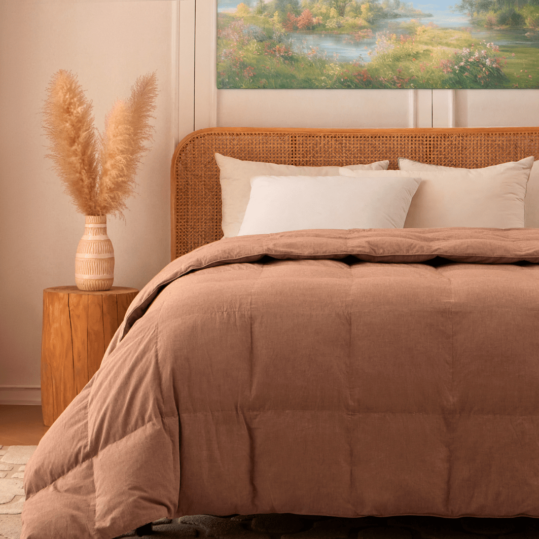 European Linen Goose Down Filled Comforter - Warmy & Tummy
