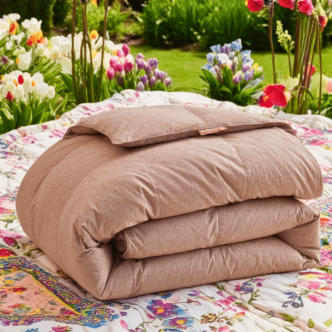 European Linen Goose Down Filled Comforter - Warmy & Tummy