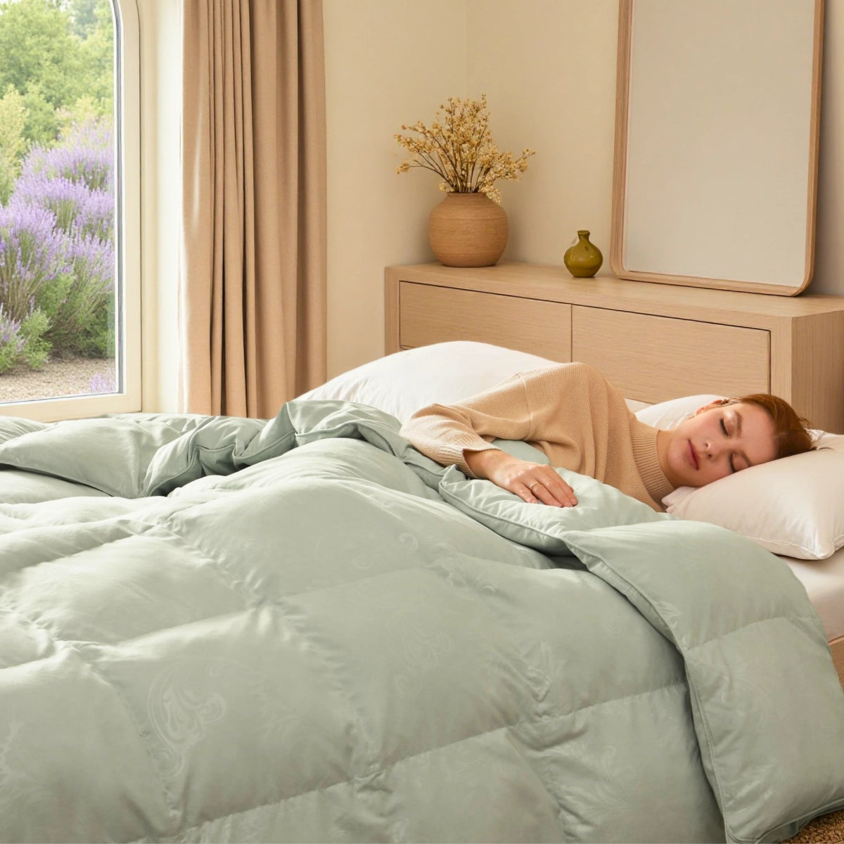 European Linen Goose Down Filled Comforter - Warmy & Tummy