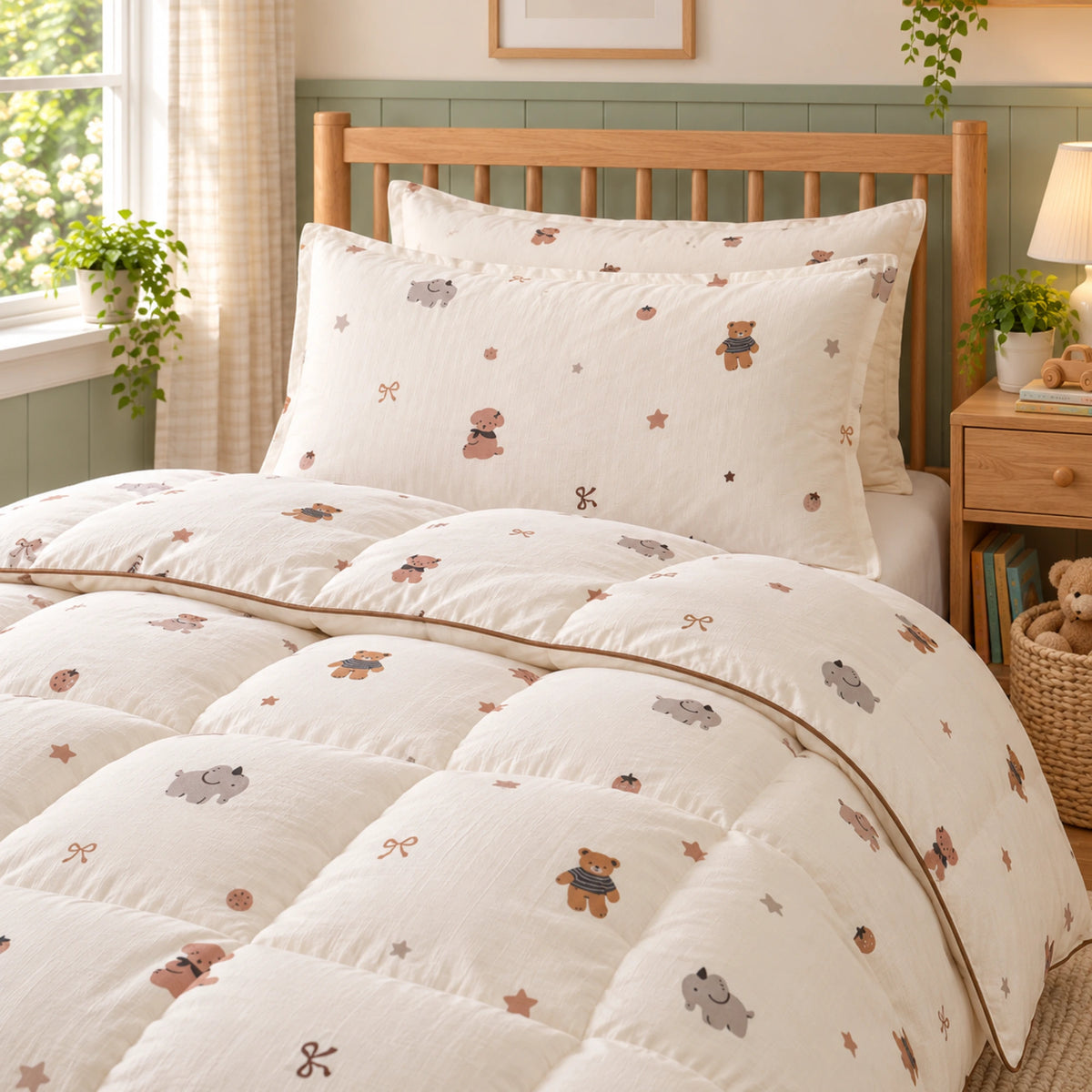 Little Pals kids organic cotton goose down comforter – quilting detail
