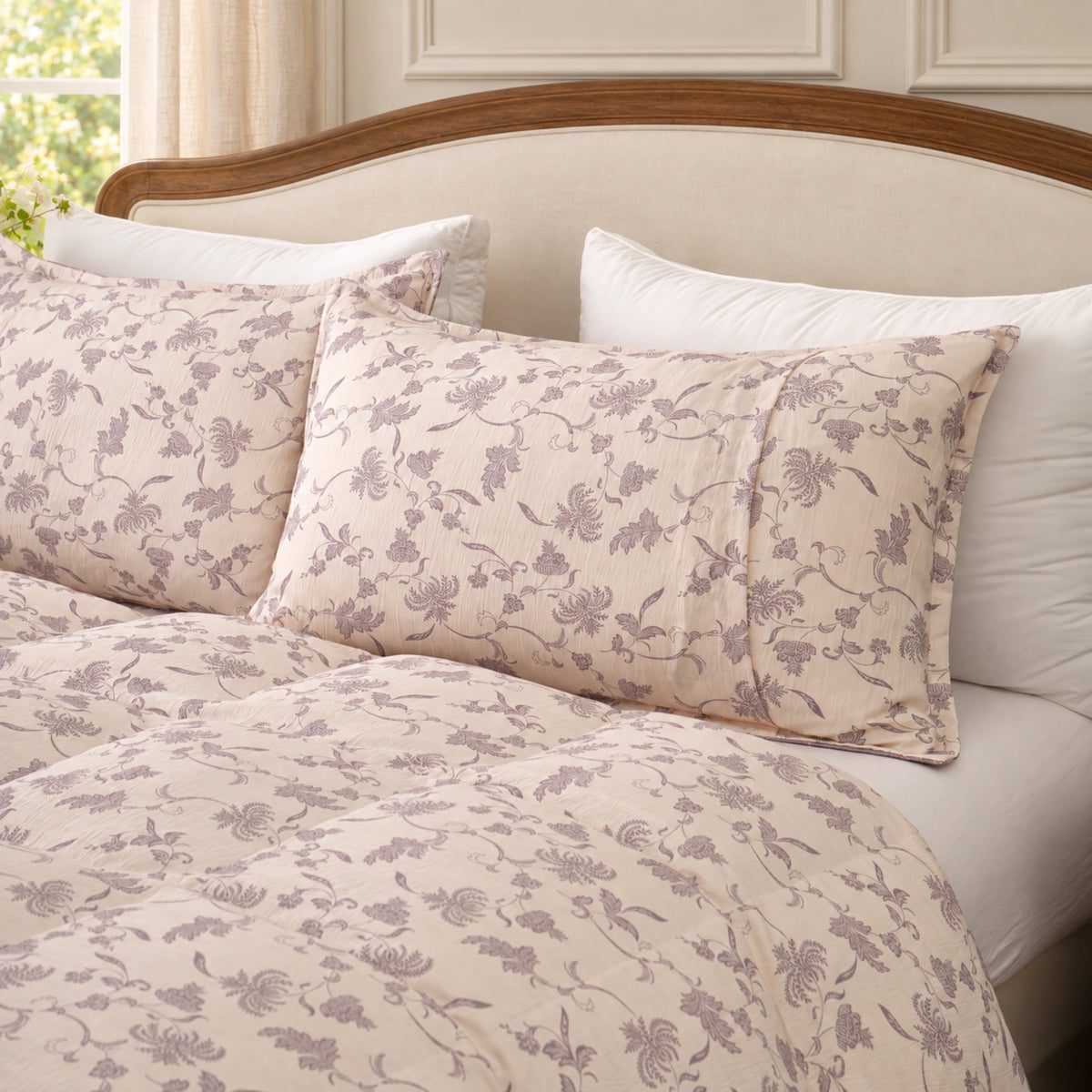 lavender bloom organic cotton pillowcases — pillowcases bed ivory