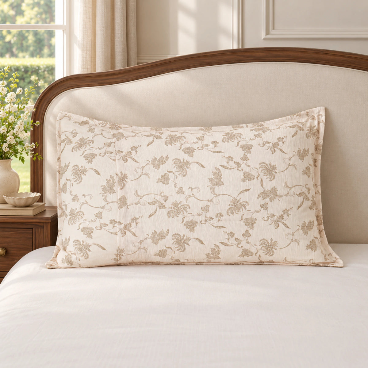 sage bloom organic cotton pillowcases — pillowcase single ivory