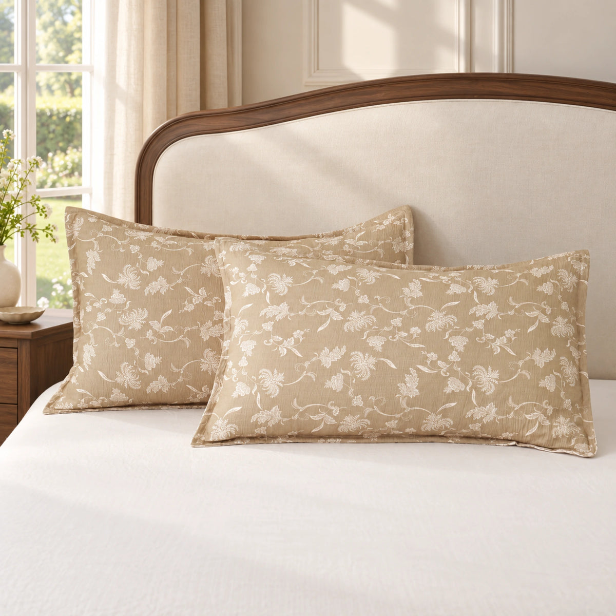sage bloom organic cotton pillowcases — pillowcases pair sage